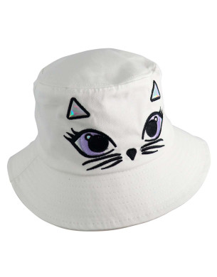 Chapéu Bucket Feminino Branco de Gatinho