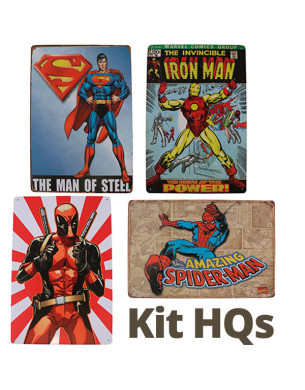 Placa Decorativa Heróis Marvel Conjunto Kit